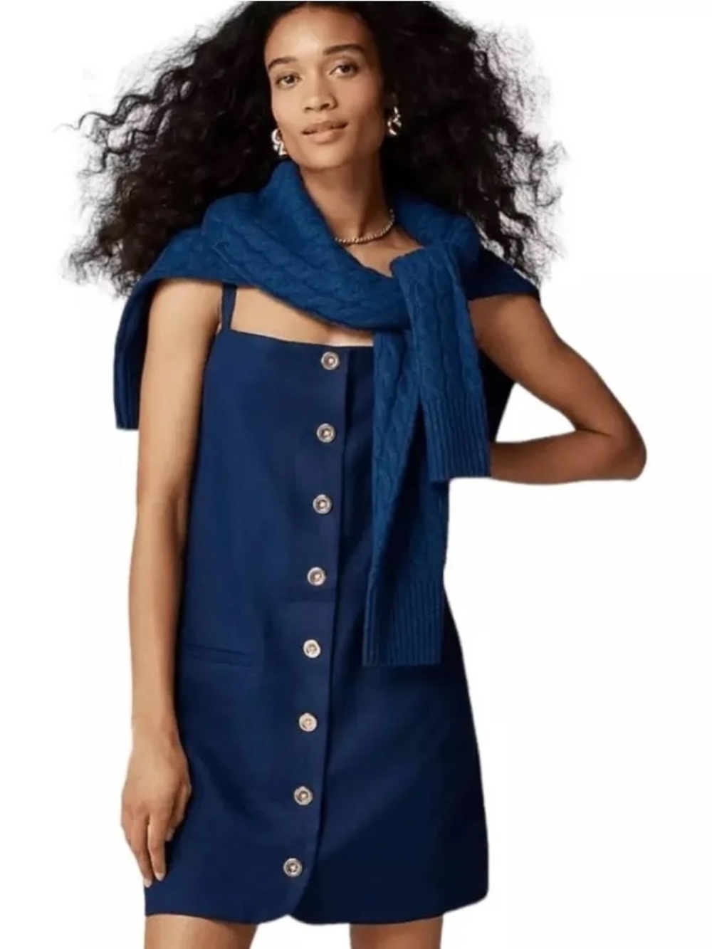 J.Crew Claudia Dress in Blue Linen Medium